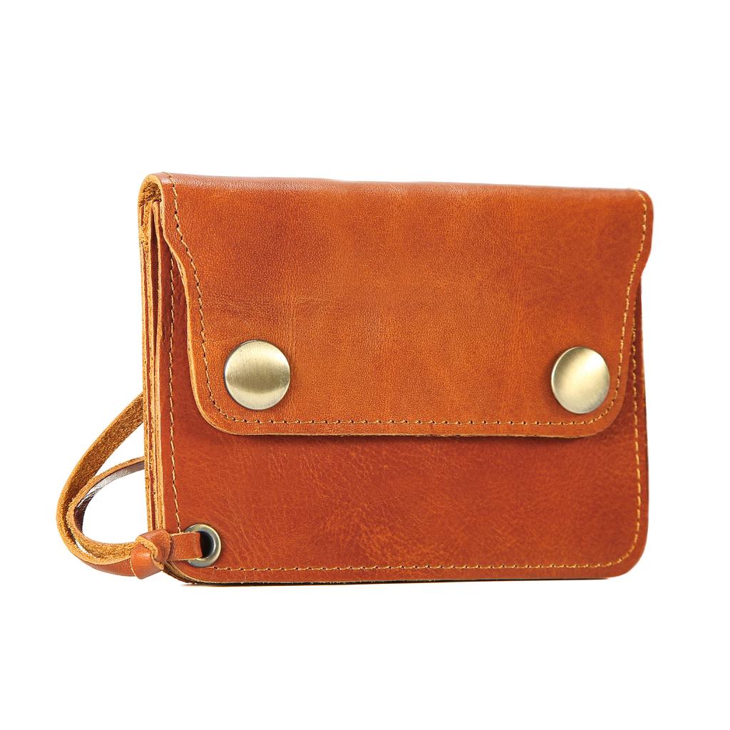 Retro First-Layer Cowhide Card Bag, Magnetic Buckle Zipper, Change Bag, Portable Leather Short Wallet.