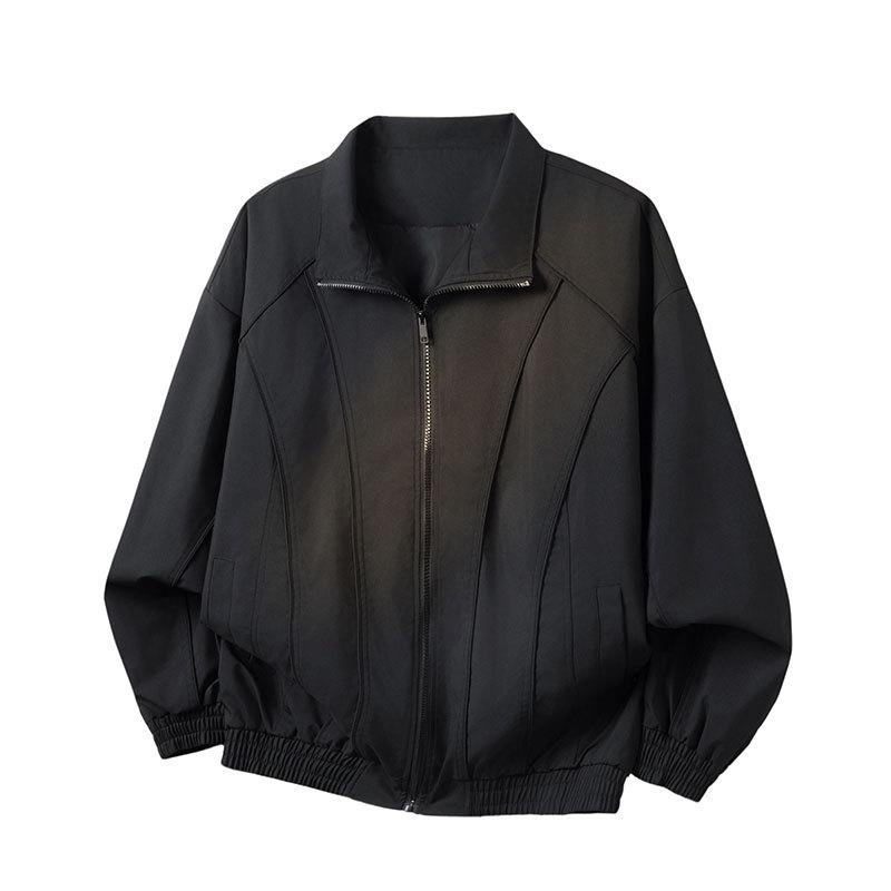 

Retro Jacket Short Bat Motorcycle Style Jacket Men s Jacket Men s Jacket Baseball Jacket Men s Couple Jacket Versatile Jacket Men M чёрный