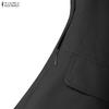 ZANZEA Women Casual Turn Down Collar Solid Color Short Sleeve Dress