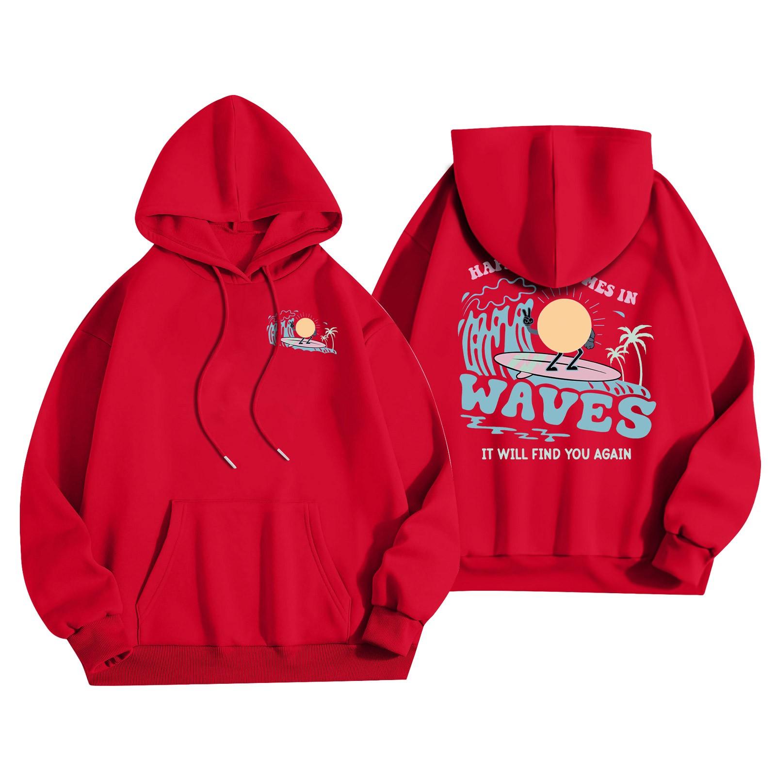 

Женский модный легкий свитер с длинными рукавами и карманами с цветочным принтом L красный