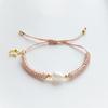 Bohemian Style Freshwater Pearl Bracelet with Hollow Star Charm On Waxed Cord