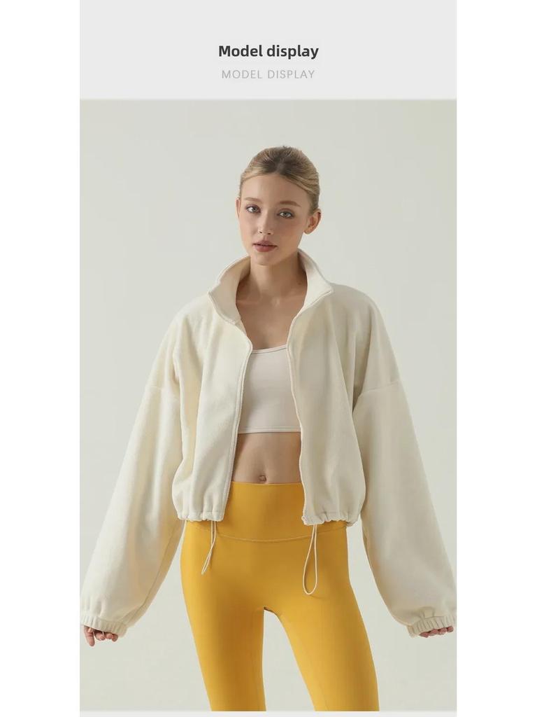 Velvet-Enhanced Stand Collar Sports Jacket: Warm, Thickened, and Perfect for Outdoor Fitness and Running in Autumn and Winter