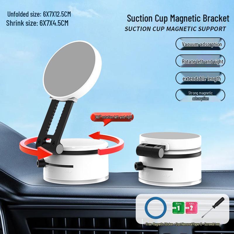 Cross-Border Magnetic Phone Holder: 360° Rotating Suction Cup for Stable Car Navigation