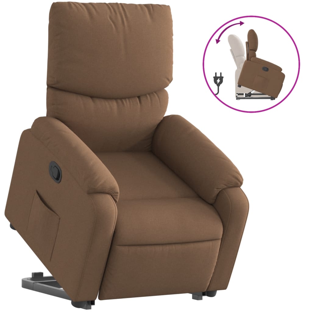 Vidaxl Lift Recliner, Brown, Fabric Upholstered
