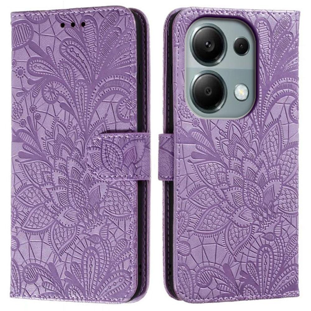 For Xiaomi Redmi Note 13 Pro 4G/Poco M6 Pro 4G Case Lace Flowers PU Leather Flip Wallet Phone Cover