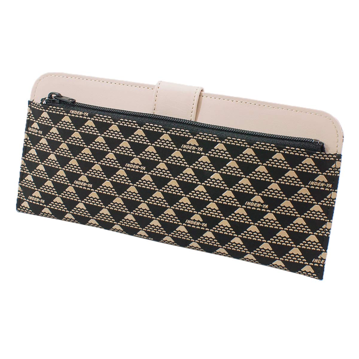 

Inden Long Wallet Thin Deerskin Takane Fuji Pattern Black x White Lacquer [Indenya] Mt. 2809-11