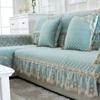 European Style Large Skirt Sofa Mat Four Seasons Short Plush Anti Slip Sofa Cover Simple Lace Solid Color Backrest Towel