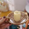 Round Ceramic Candle Plate Retro Style Candlestick Holder Minimalist Candlelight Stand  Living Room