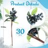 Yunsailing 30 Pcs Artificial Blue Berry Stems Bulk, 9.8 Inch Faux Berry Picks with Green Leaves, Fake Short Branch Fruit Flower for Christmas Tree