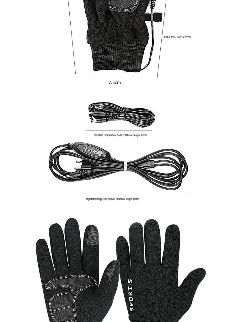 5V USB Heated Touchscreen Gloves for Outdoor Skiing & Cycling—Thick, Warm, Electric