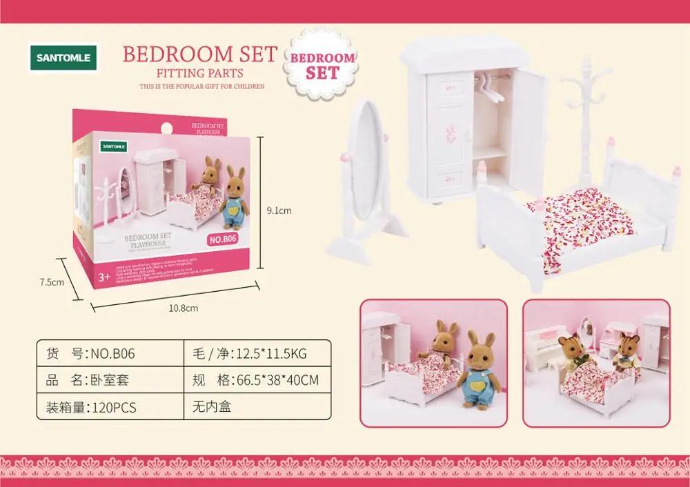 Forest Home Animal Family Mini Rabbit Villa Living Space Kitchen Sleeping Area Garden Micro Furniture Set Girl Pretend Engage With Toy Model