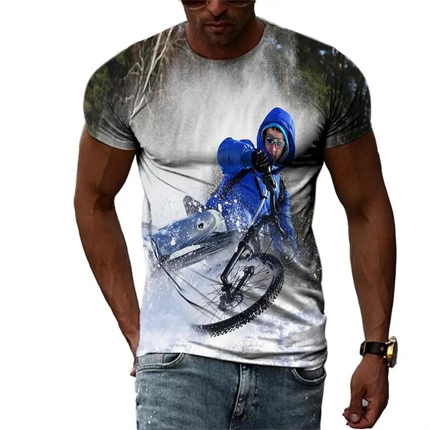 Neuer Trend Sommermode Fahrrad Herren T-Shirt Lässiges Print T-Shirt Hip Hop Personalisiert Rundhals Kurz Großes Oberteil
