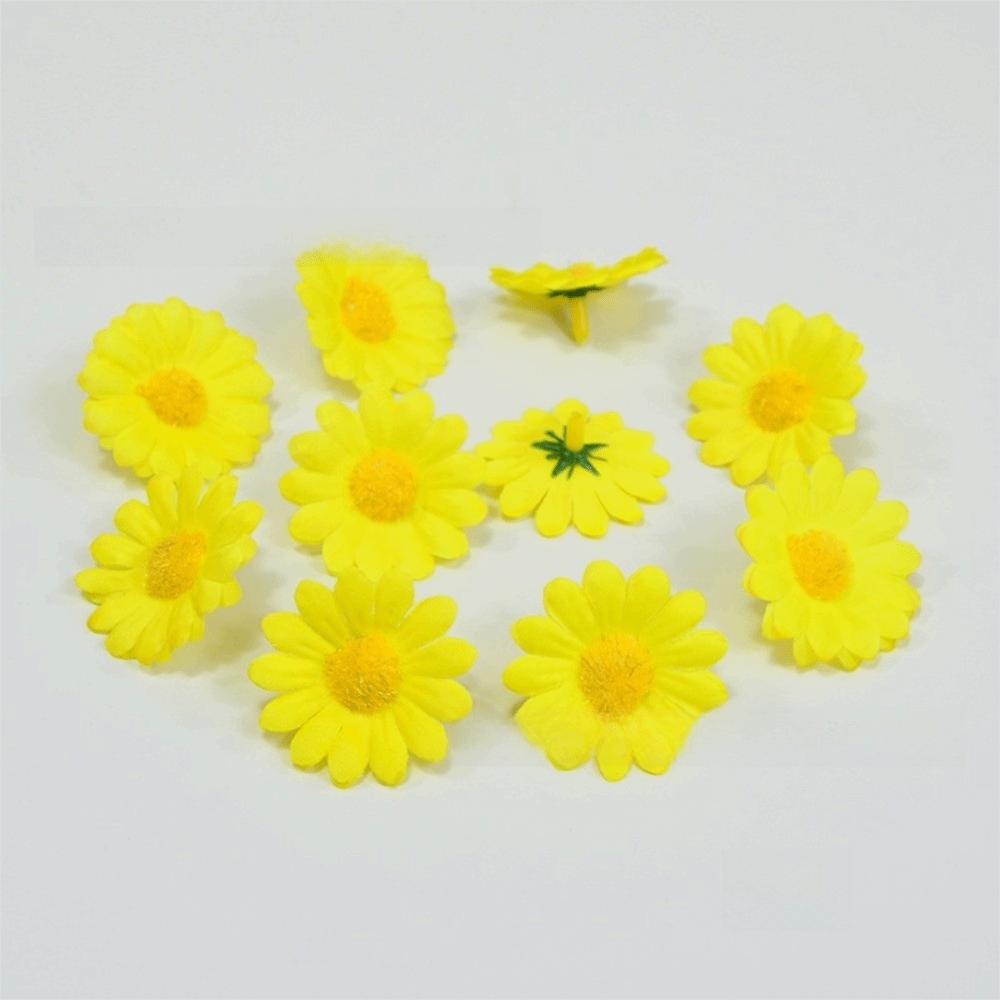 50pcs New Silk Daisy Artificial Sunflowers Fake Flower Brooch Simulated Mini Daisies Bracelet DIY Garland Parts Wedding Decor