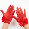 Lace Short Gloves for Little Girls 4-8 Years Tea Party Wedding Flower Gloves with Bow Kids Princess Dressing Gloves for First Communion Wedding Prom