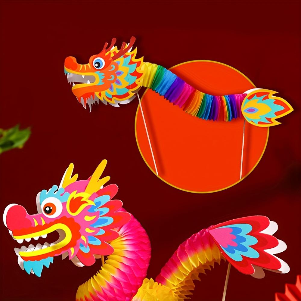 Chinesische Papierdrachen-Dekoration Bunter faltbarer handgehaltener Drachenspielzeug für Neujahrsfest Party Heimschmuck DIY Bastelarbeiten