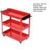 Three Tier Tool Cart 3-Tier Rolling Cart, Metal Heavy Duty Utility with Side Hooks, Mobile Organizer 4 Wheels, Handle, 330lbs Load Capacity