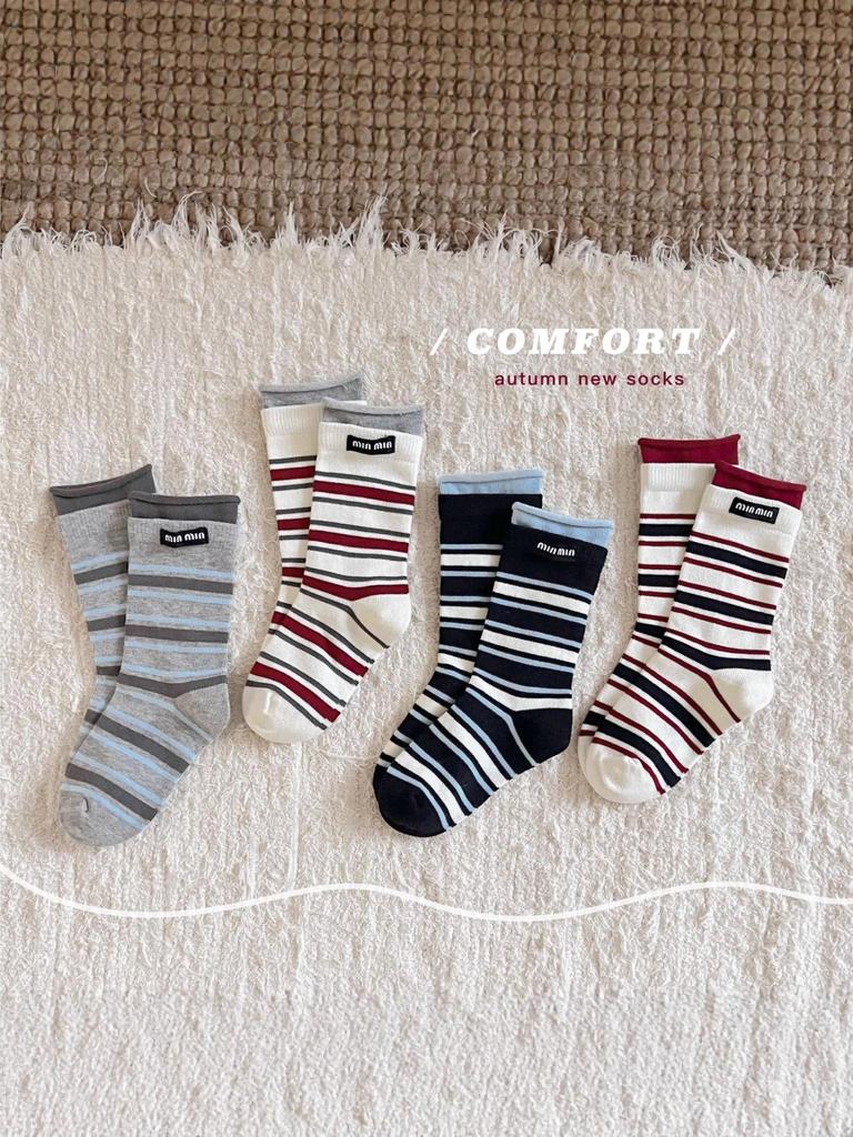 Kinder Frühling & Herbst Miu Serie Baumwollsocken - Winterstil gerollter Rand Mid-Tube für Jungen & Mädchen