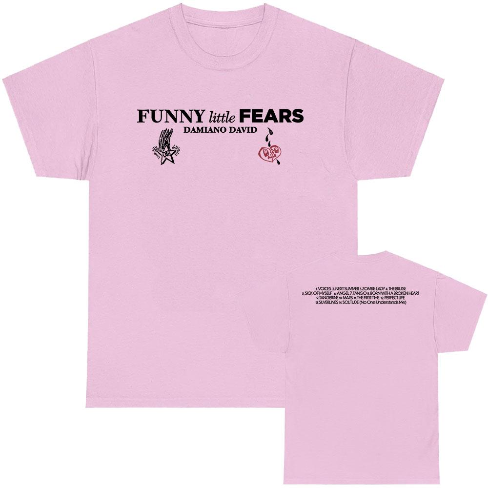 FUNNY Little FEARS Album 2025 Tričko Album 2025 Tričko Zpěvák DAMIANO DAVID Potisk Trička Bavlna Měkké Kulatý Výstřih Tričko Pánské Streetwear Unisex