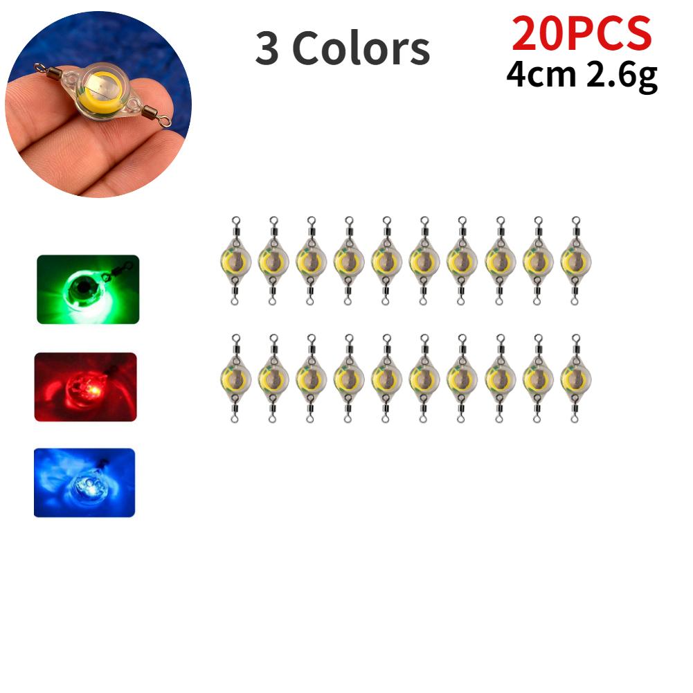 10-200pcs Mini Fishing Lure Light LED Deep Drop Underwater Eye Shape Squid Fish Bait Luminous Lure for Attracting Fish