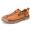 Men's Hand-stitched Leather Slip-on Shoes: Casual, Large Size, Soft Sole for Driving & Outdoor