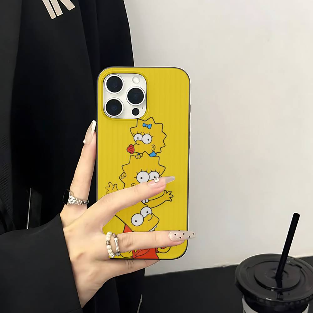 The Simpsons For iPhone 17 16 15 Plus Pro Max 12 14 Plus 11 13 Wave Corrugated Stripe Funda Phone Cover