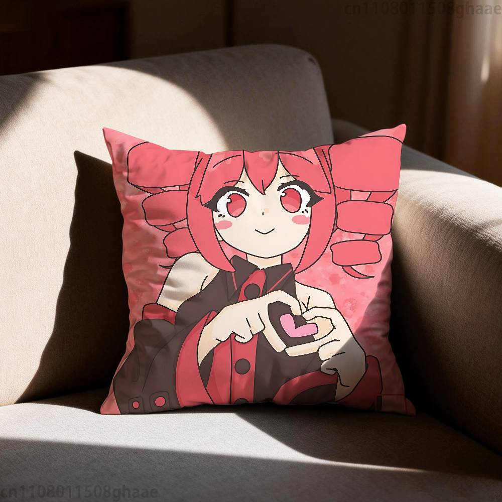 Virtual Singer KKasane Teto Pillow Case Antidustmite Pillowcase Invisible zipper silky short plush Sofa cushion cover
