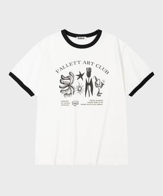 FALLETT Art Club Ringer Short Sleeve T-Shirt White
