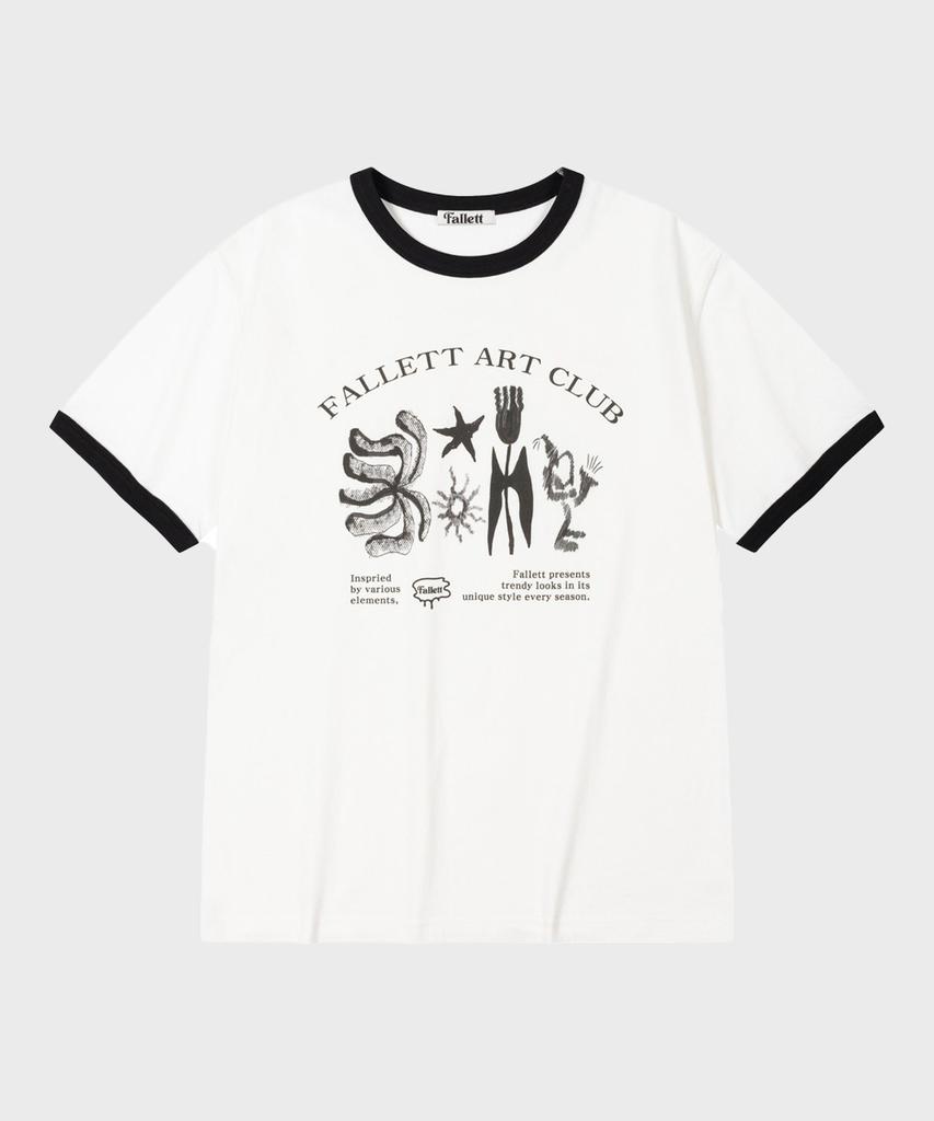 FALLETT Art Club Ringer Short Sleeve T-Shirt White