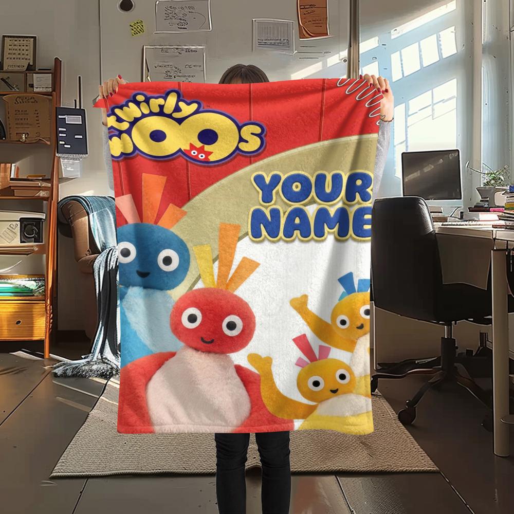 1pz Coperta in Flanella con Nome Personalizzato e Fantasia Twirlywoos Adatta a Tutte le Stagioni per Arredamento Casa Calore e Comfort Regali Regalo Festivo_xia