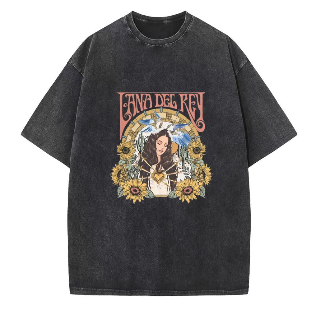 Trička Lana Del Rey Vintage Harajuku Letní Unisex Běžný O-výstřih Krátký rukáv Ležérní Bavlněná Trička s Potiskem