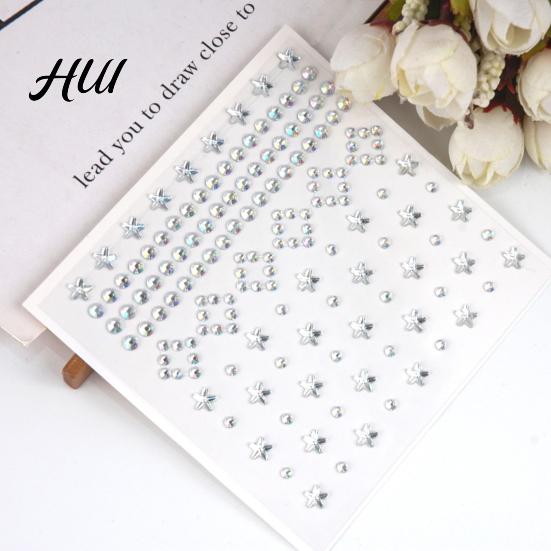 Colorful Adhesive Stickers Rhinestone for DIY Crafts Star Moon Gem Shiny Scrapbooking & Journaling Self-Adhesive Sparkling Gems Card Making Exquisite