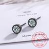 Real 925 Sterling Silver Zircon Round Crystal Stud Earrings For Women Elegant Wedding Party Jewelry Pendientes Luxury Gift