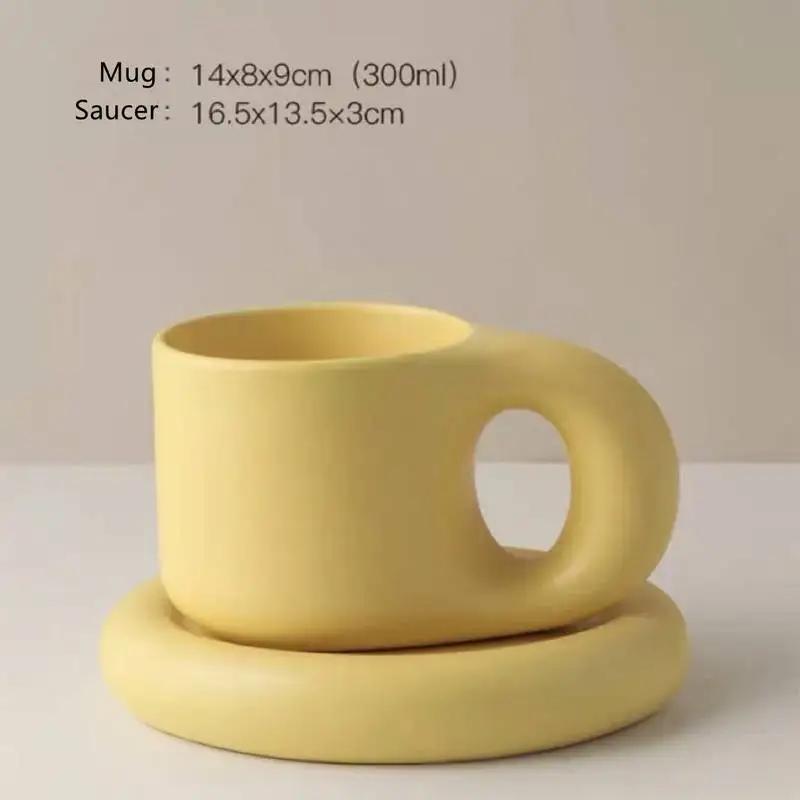Kreatywne Kolorowe Grubasowe Ceramiczne Kubki ze Spodkiem Kubek do Kawy Mleka Herbaty Biurowe Kubki Naczynia do Picia Najlepszy Prezent Urodzinowy dla Przyjaciół