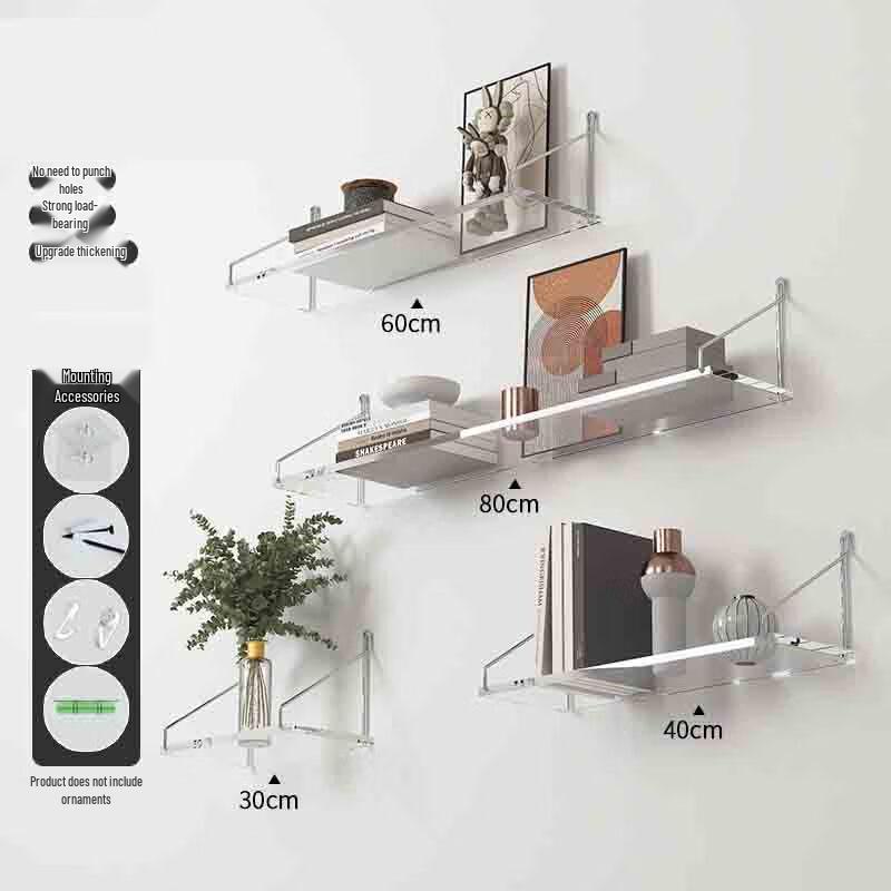 Clear Acrylic Wall Mounted Shelf Set