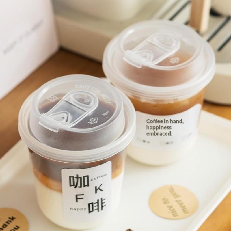 Clear U-shaped Coffee Cups Lidded 10Pcs Disposable for Milk Tea Drinking Pleasure