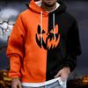 Men's Halloween Hoodie Funny Pumpkin Face Hoodie Scary Long Sleeve Top