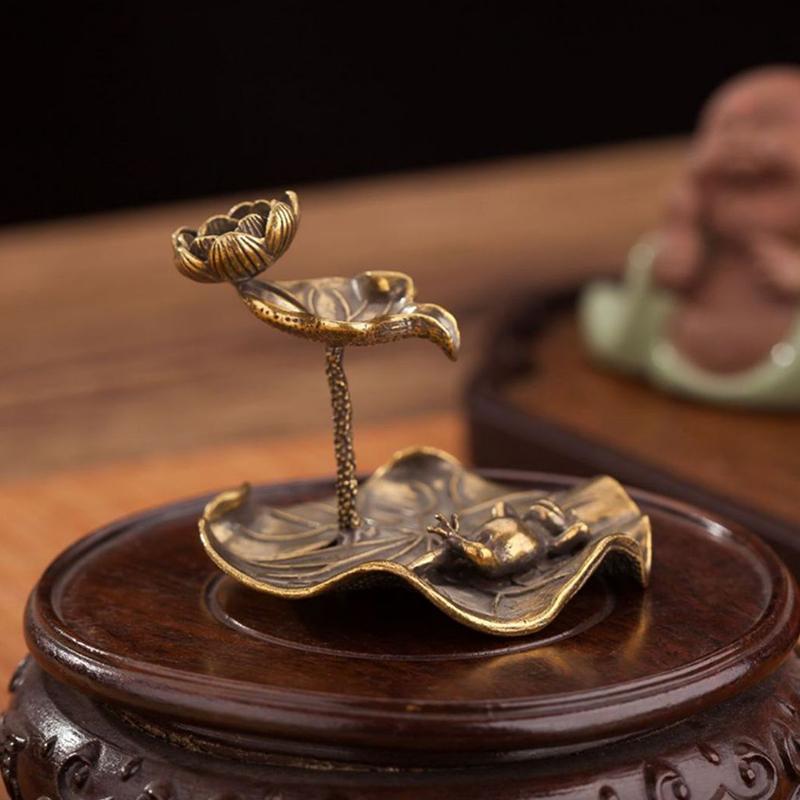 Solid Brass Lotus Frog Carp Backflow Incense Burner Censer Holder Ornaments Sandalwood Burner Reflux Incense Stick Holder