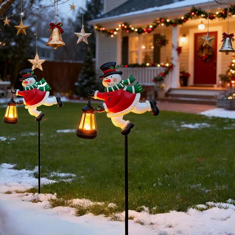 1/2PCS Solar Christmas Snowman Lanterns Warm White Outdoor Hanging LED Solar Lights for Garden Lawn Holiday Lighting Xmas Gifts