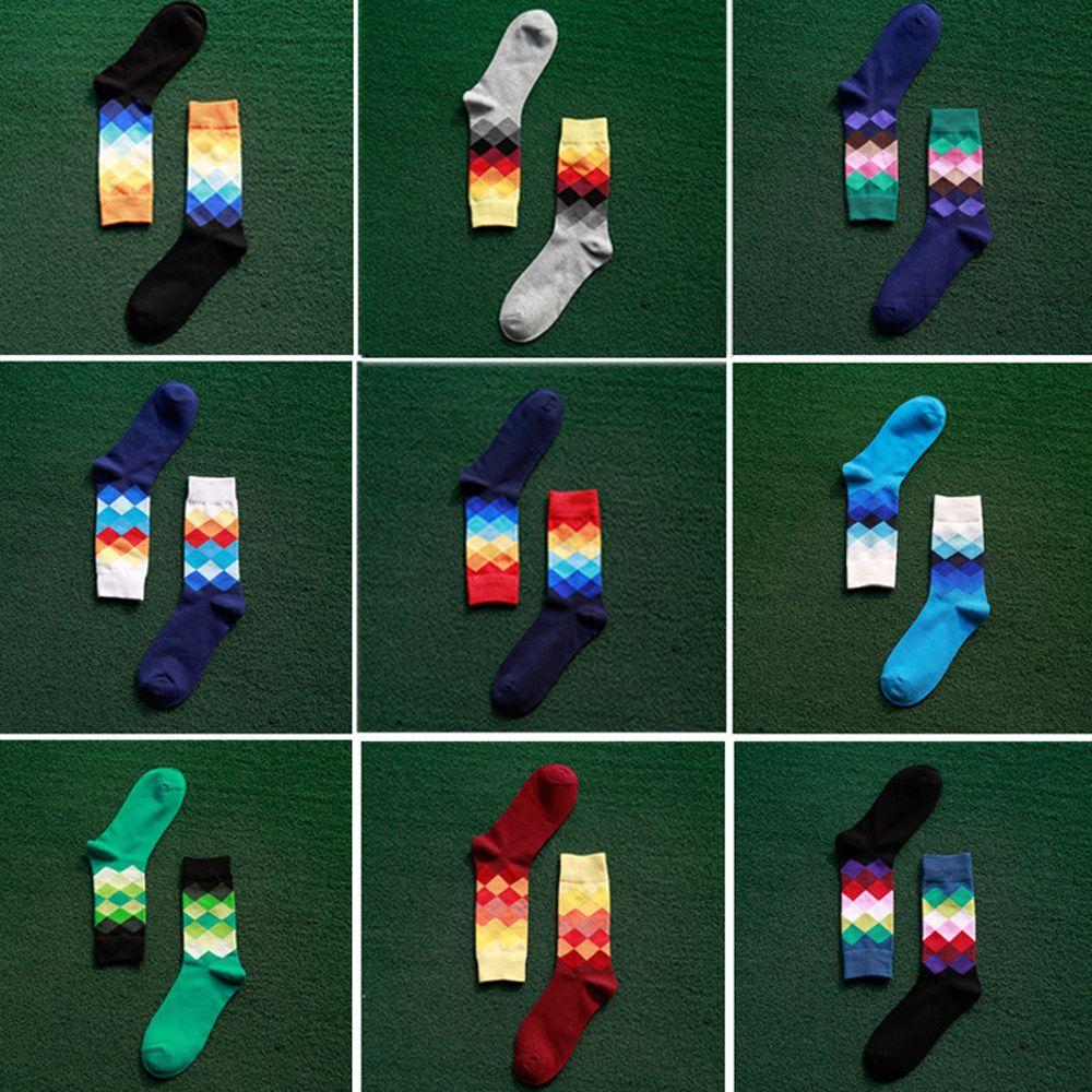 

Популярные длинные повседневные разноцветные мужские хлопковые носки в клетку Calcetines, зимние теплые