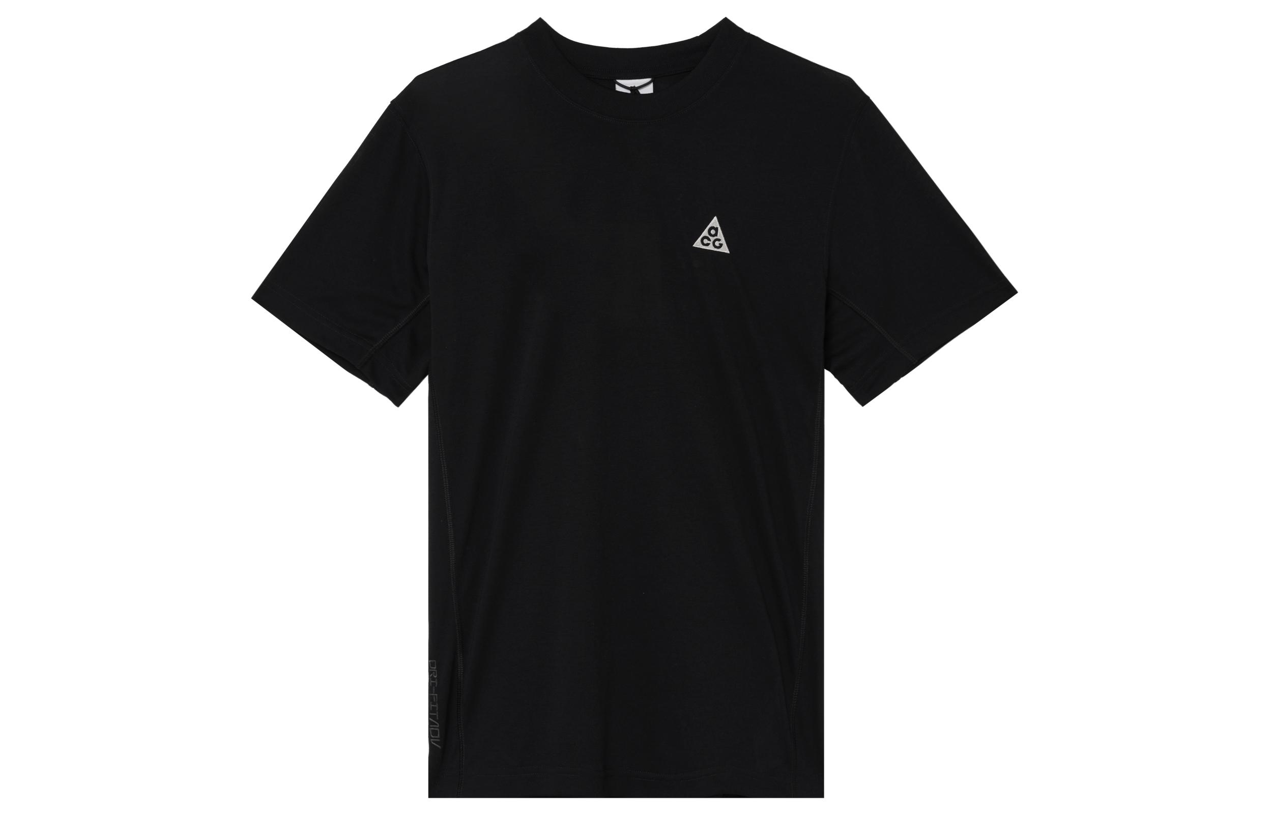 Nike ACG T Shirts Men s Black Crew Neck Moderate Straight Fit DX7883-010 M