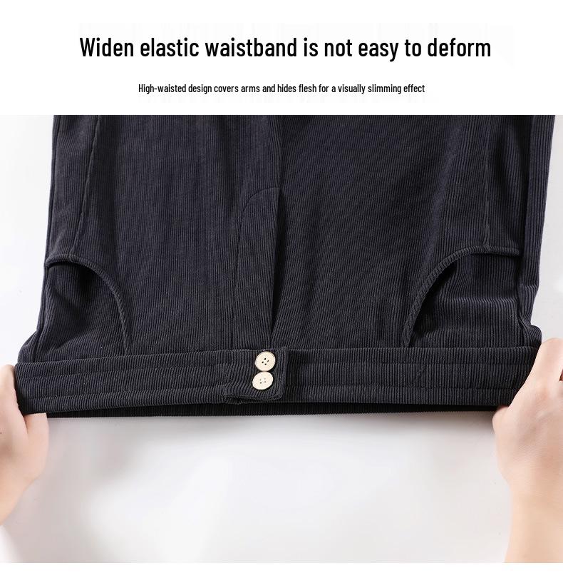Plus Size High Waist Drapey Slimming Wide-Leg Pants for Women - Spring/Autumn 2024