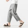 Herren Baumwolle Leinen Cropped Hosen Sommer Einfarbig Lässig Elastischer Bund Leicht Gerade Beine Hosen Locker Übergröße Herren Bekleidung