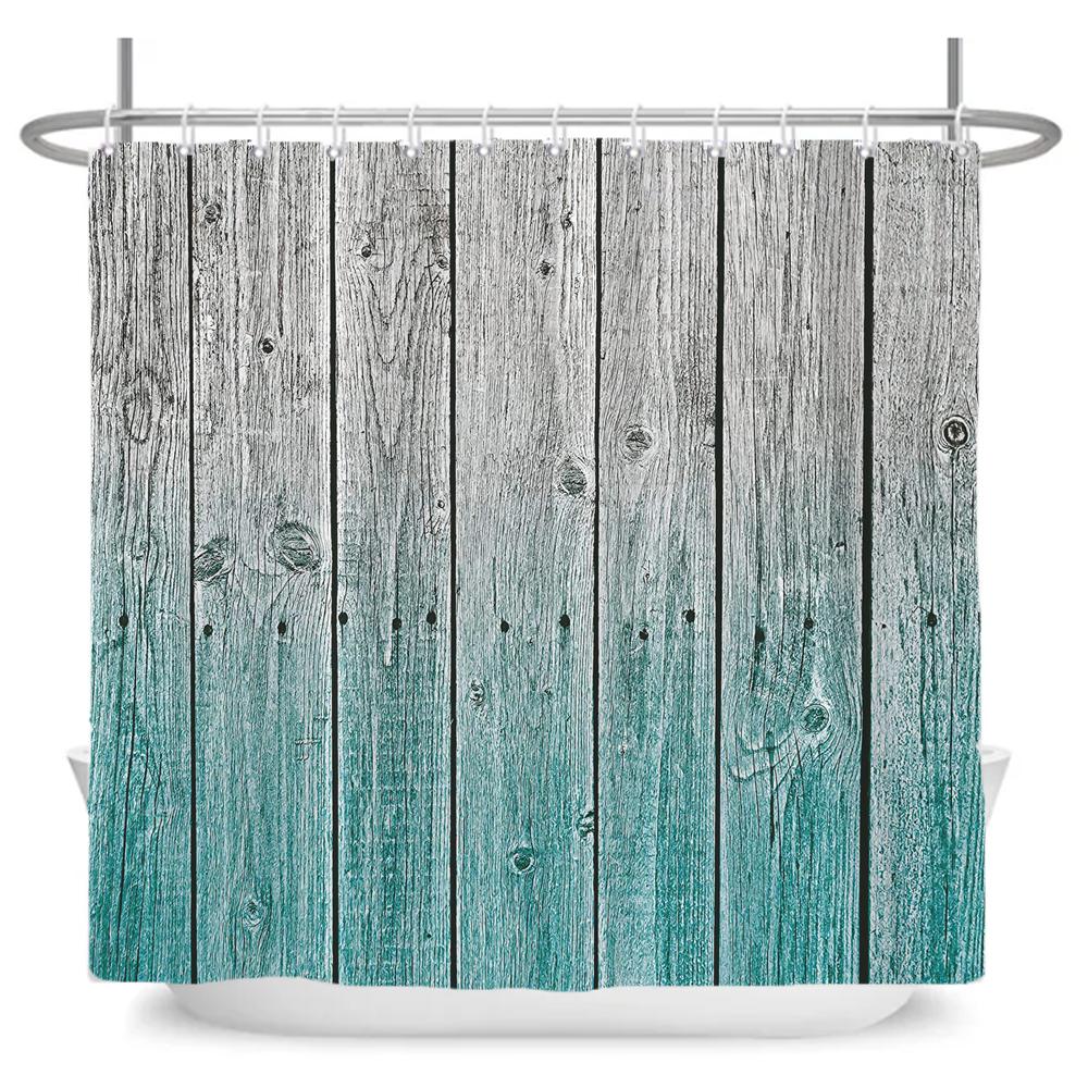 Rustic Shower Curtain, Vintage Vertical Wood Planks Distressed Rustic Hardwood Design,Fabric Bathroom Curtain Decor with Hooks