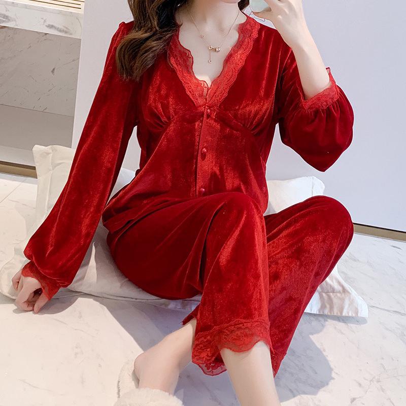 Ensemble de Pyjama d'Automne pour Femmes Style Coréen Tendance Manches Longues - Deux Pièces Polyvalent Haut de Gamme pour l'Intérieur & l'Extérieur