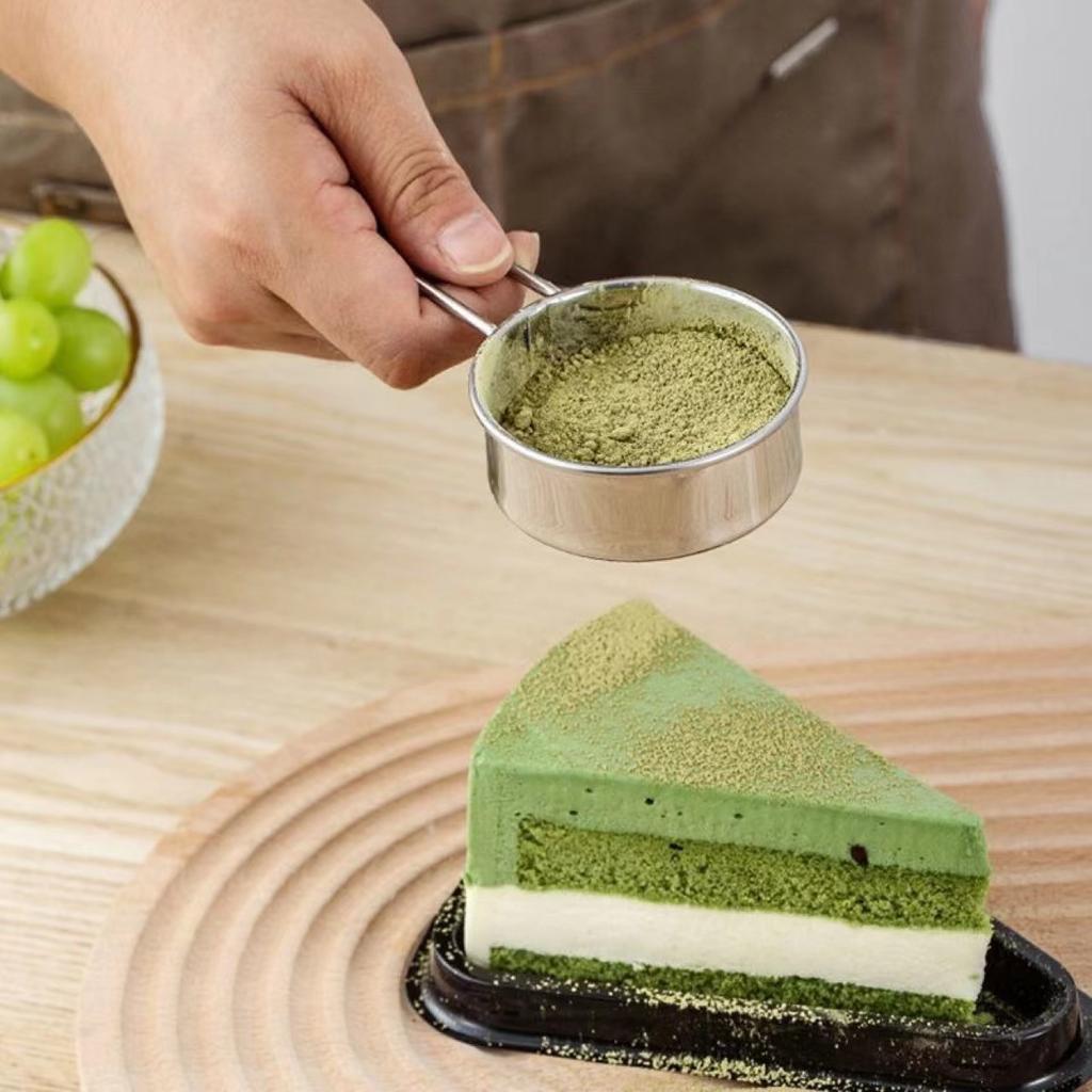 Nerezové jemné síto na mouku, práškový cukr, dávkovač mouky, třepačka pro čokoládový prášek Matcha, pečení