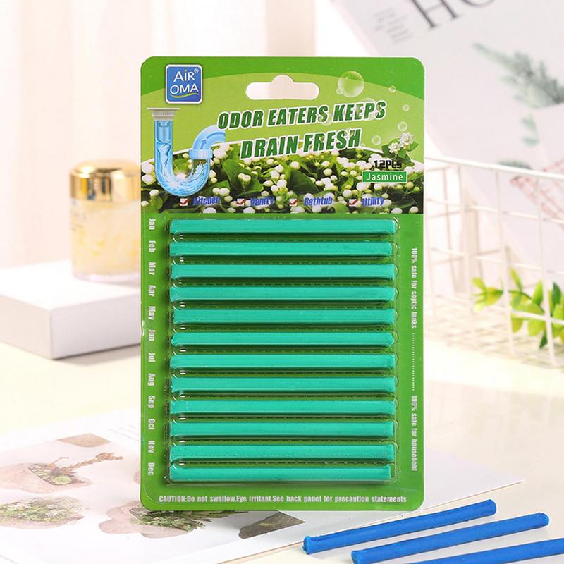 12Pcs/set Pipe Drain Cleaner Sticks Effective Bathroom Shower Drain Deodorizer Effective Drain Pipe Cleaning Sticks