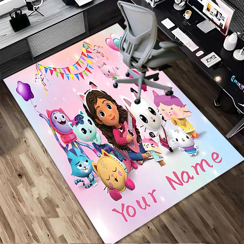 Custom Name Fairy Cat Dreams Living Room Non-Slip Area Rug Soft Carpet for Bedroom Kids Playroom Sofa Office Home Decor Doormat