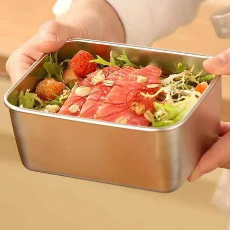 Reusable Stainless Steel Food Tray Smooth Rectangular Kitchen Container for Prep Storage Serving and Dining Use