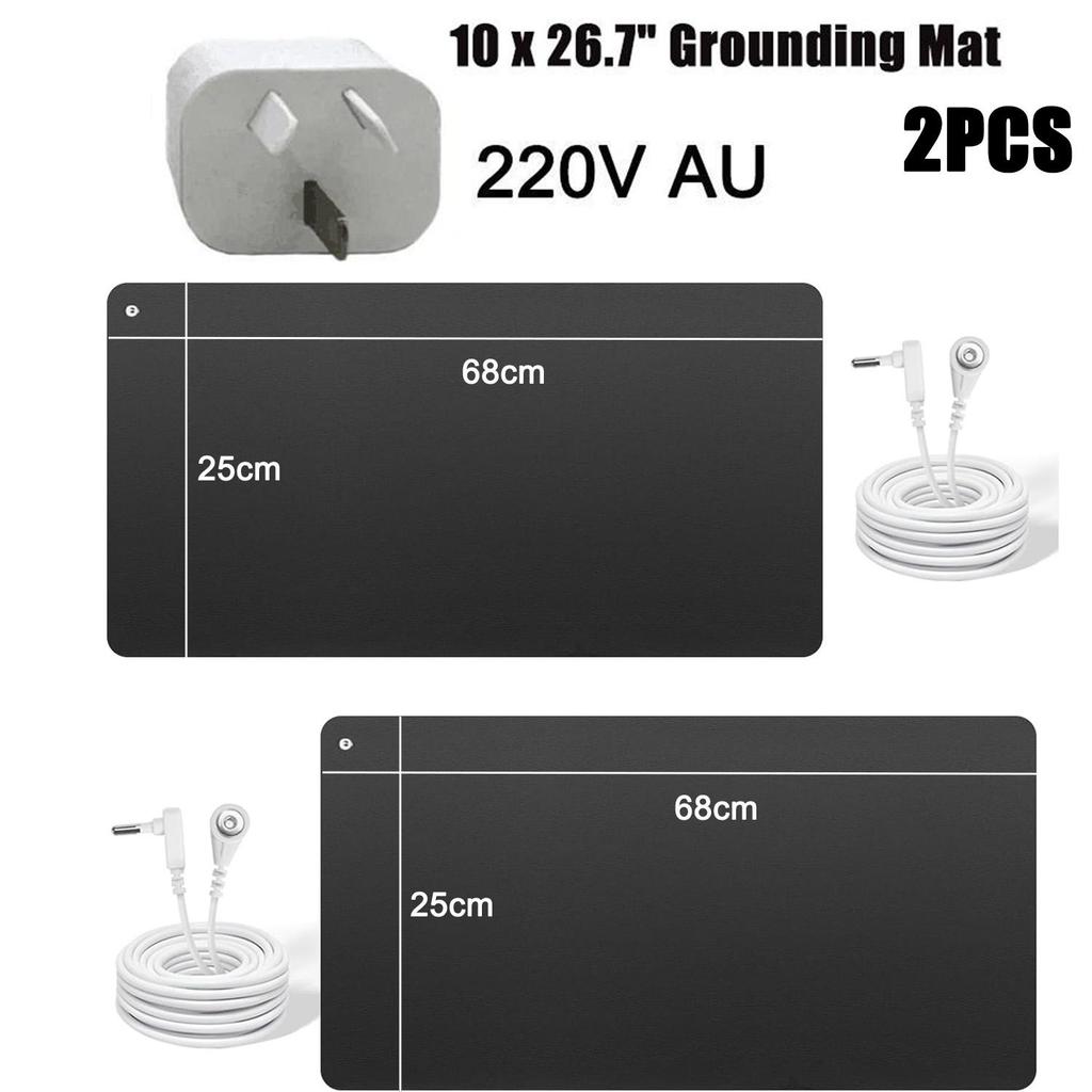 2 Pack Grounding Mat 10x26.7" Grounded Foot Pad with 2 Grounding Cords Sleep Comfort Balance Universal Use