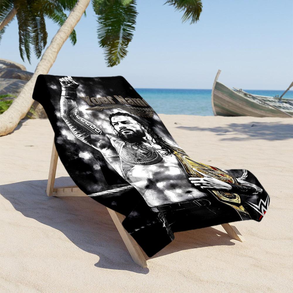 Wrestlemania Customizable Name Beach Towel Super Soft & Absorbent Suitable for Swimming Gym Camping Yoga Vacation